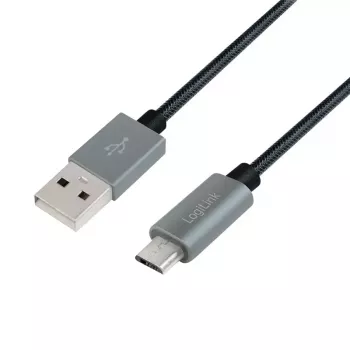 USB kabelis LogiLink CU0132 1m USB A – Micro-USB A pilka