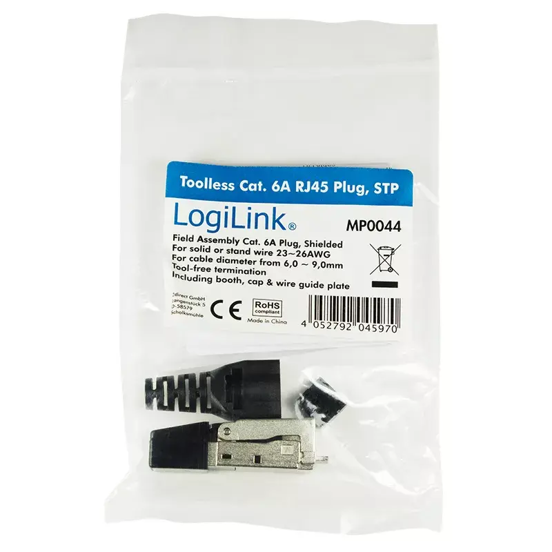 Jungiamasis kabelis LogiLink MP0044 RJ-45 Cat6a 0,5 m Nerūdijantis plienas