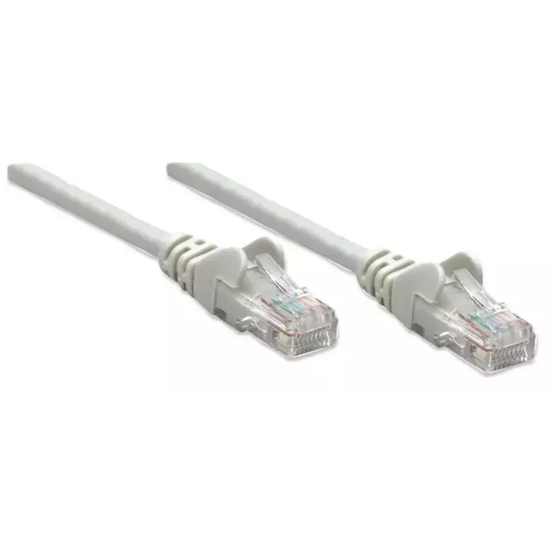 Intellinet tinklo kabelis Cat5e, 15 m, pilkas, CCA, U/UTP, PVC, RJ45, auksuoti kontaktai, apsauga nuo užsilenkimų, su gaubtu, visam laikui garantija
