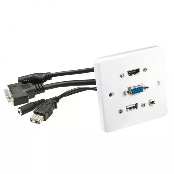 Lindy Multi AV 60220 sieninė plokštelė HDMI VGA USB A 3.5 mm