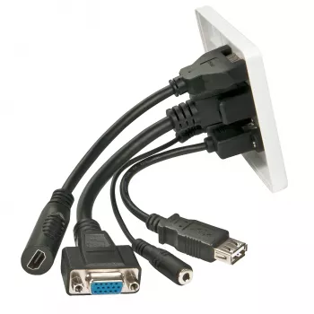Lindy Multi AV 60220 sieninė plokštelė HDMI VGA USB A 3.5 mm