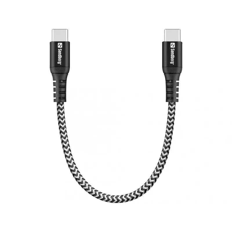 USB-C laidas Sandberg Survivor 0,2 m 100 W juoda balta