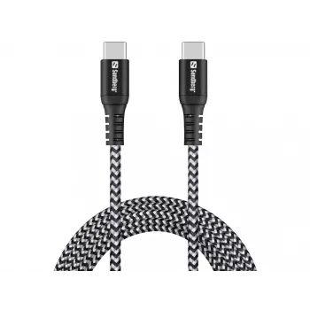 USB-C laidas Sandberg Survivor 2M 100W juodas baltas