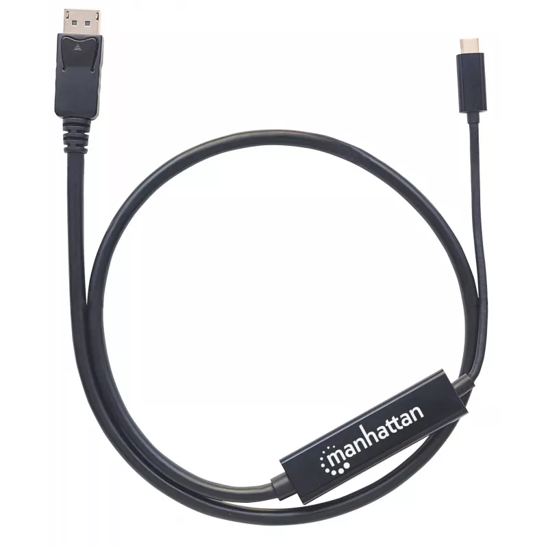 Manhattan USB-C į DisplayPort laidas, 4K@60Hz, 1m, Vyriškas į Vyrišką, Juodas, Ne dvikryptis, Trejų metų garantija