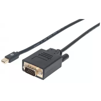 Manhattan Mini DisplayPort 1.2a į VGA laidas, 1080@60Hz, aktyvus, 1,8 m, Kištukas-Kištukas, Juodas, Polietileninis maišelis