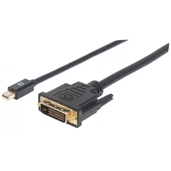 Manhattan Mini DisplayPort 1.2a į DVI-D 24+1 laidas, 1080p@60Hz, 1,8 m, Kištukas į Kištuką, Juodas, Viso gyvenimo garantija