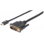 Manhattan Mini DisplayPort 1.2a į DVI-D 24+1 laidas, 1080p@60Hz, 1,8 m, Kištukas į Kištuką, Juodas, Viso gyvenimo garantija