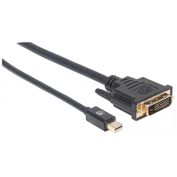 Manhattan Mini DisplayPort 1.2a į DVI-D 24+1 laidas, 1080p@60Hz, 1,8 m, Kištukas į Kištuką, Juodas, Viso gyvenimo garantija