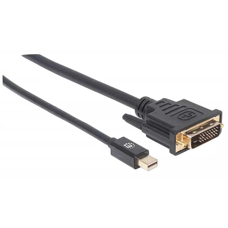 Manhattan Mini DisplayPort 1.2a į DVI-D 24+1 laidas, 1080p@60Hz, 1,8 m, Kištukas į Kištuką, Juodas, Viso gyvenimo garantija