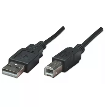 Manhattan USB-A į USB-B laidas, 0,5 m, vyriškas į vyrišką, 480 Mbps (USB 2.0), juodas, viso gyvenimo garantija