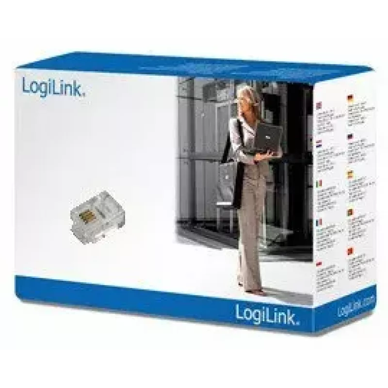 RJ11 jungtis LogiLink MP0018, skaidri, 100 vnt.