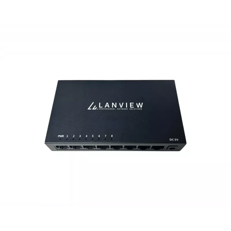 Nevaldomas komutatorius Lanview LVN-DESK-8PORT-1G — 8 prievadų 1 Gbps Ethernet stalinis komutatorius