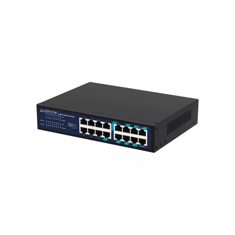 Nevaldomas tinklo jungiklis Lanview LVN-1U-16PORT-1G 16 prievadų 1 Gbps Ethernet, stelažinis 1U