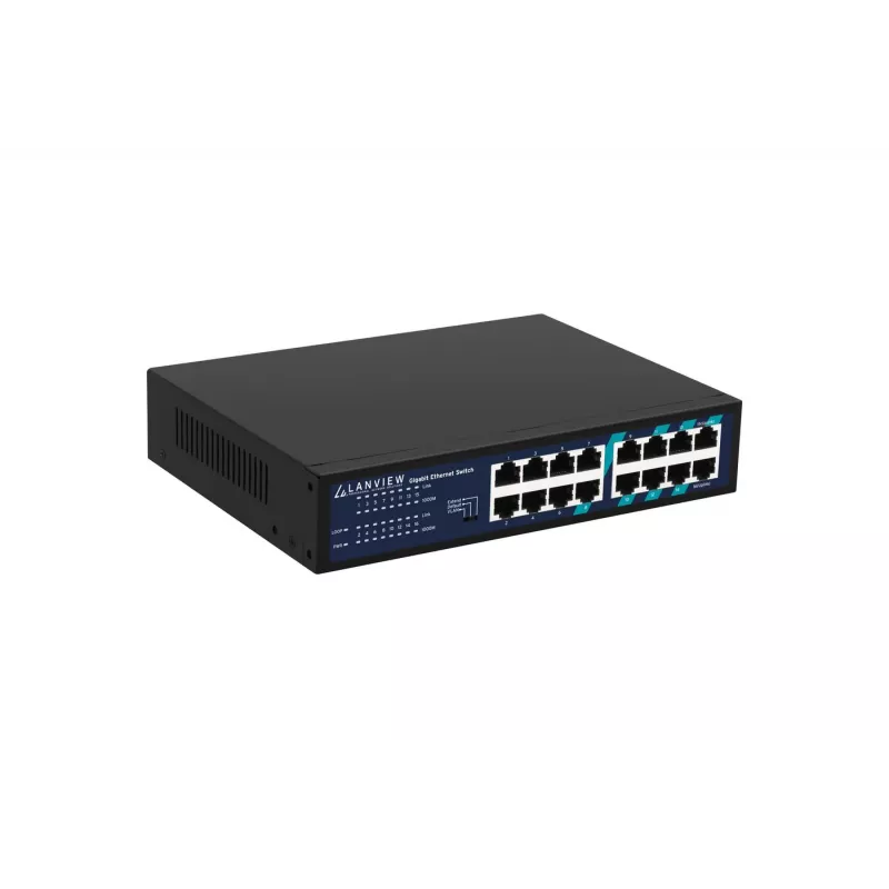 Nevaldomas tinklo jungiklis Lanview LVN-1U-16PORT-1G 16 prievadų 1 Gbps Ethernet, stelažinis 1U
