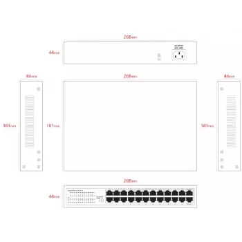 Nevaldomas jungiklis Lanview LVN-1U-24PORT-1G — 24 prievadų pilnas Gigabit 1U stovo montavimui