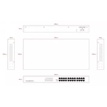 Nevaldomas jungiklis Lanview LVN-1UMOUNT-24PORT-1G 24 prievadų Gigabit Ethernet, 1U montavimui