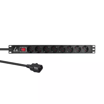 Lanview LVR-2MSCH-SCH-C13-8 19 colių stovo maitinimo juosta 1U 10A 8x Schuko