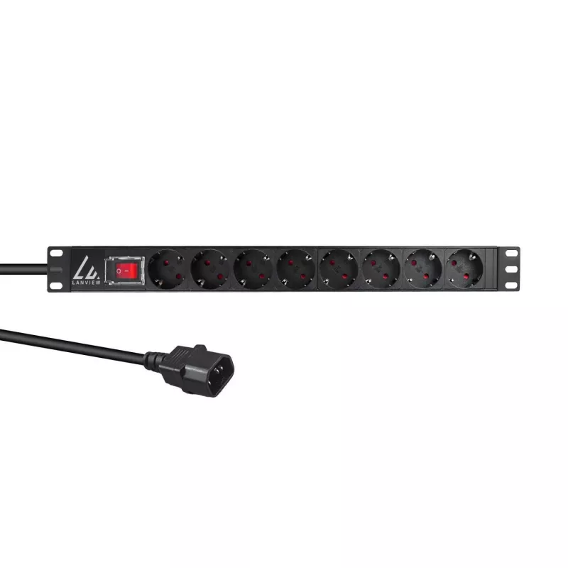 Lanview LVR-2MSCH-SCH-C13-8 19 colių stovo maitinimo juosta 1U 10A 8x Schuko