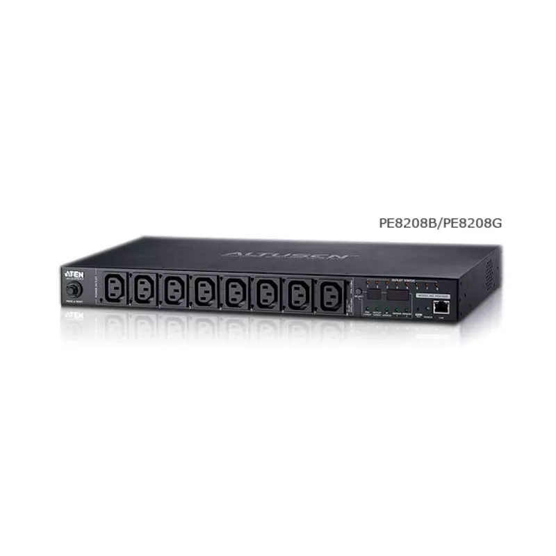 ATEN PE8208G eco PDU, perjungiama ir kiekvienam lizdui matuojanti, 8 lizdai (7x C13, 1x C19), 16 A, 1U