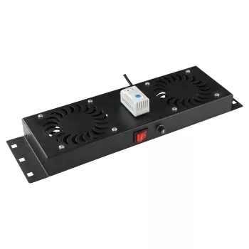 Rack aksesuaras Lanview RAF115BL-UK 1U 2 ventiliatoriai Juoda