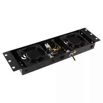 Rack aksesuaras Lanview RAF115BL-UK 1U 2 ventiliatoriai Juoda