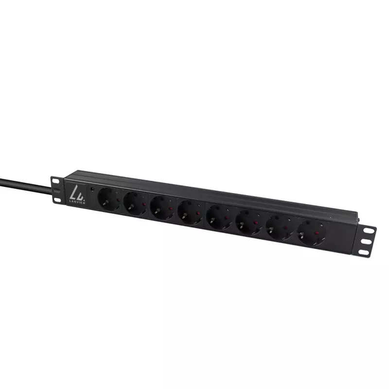 Lanview LVR-2MSCH-LIC-SCH8 maitinimo paskirstymo įrenginys (PDU) 8 AC lizdai 1U Juoda