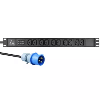 Lanview LVR-3MIEC-AMP-10C13 matuojamas PDU 1U 10x C13 16A 3m
