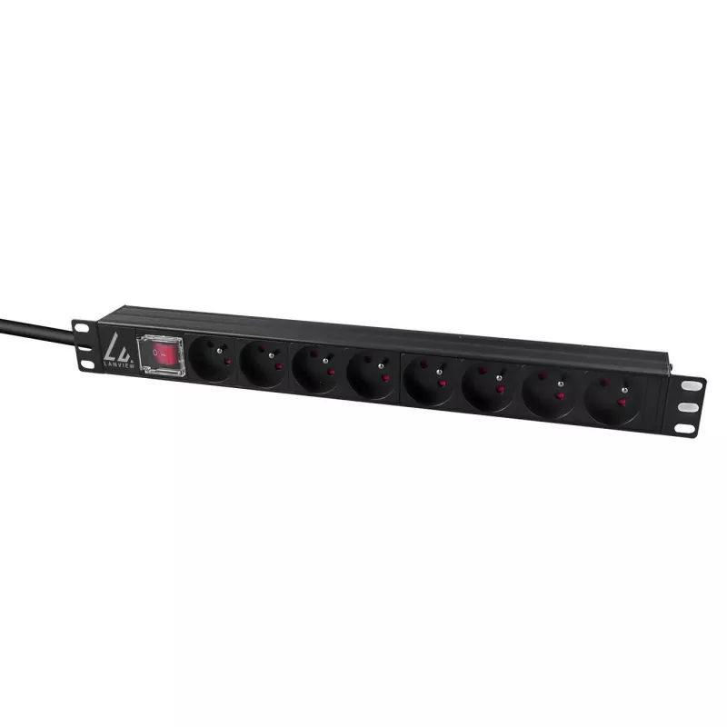 Lanview LVR-2MSCH-SW-C13-8 maitinimo paskirstymo įrenginys (PDU) 8 AC lizdai 1U juoda