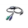 ATEN PS/2 į USB adapteris, 0,9 m, 2x 6-p Mini-DIN, USB A, vyriškas, moteriškas, juodas