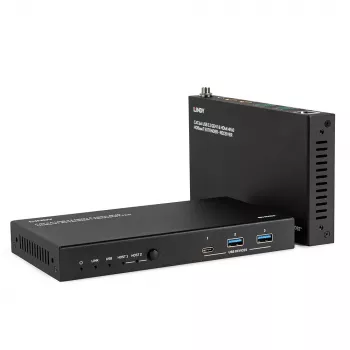 Tinklo siųstuvas-imtuvas Lindy 100m Cat.6A 2 Host USB 3.2 Gen 1 & HDMI 4K60