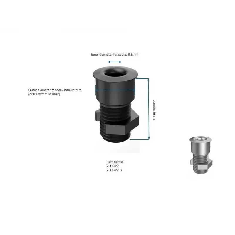 Stalinis kabelių pravedimo įdėklas Vivolink VLDG22-B juodas 67 mm plotis 31 mm gylis 24 mm aukštis