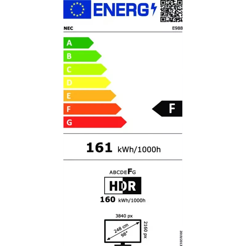 NEC MultiSync E988 skaitmeninis informacinis ekranas 2,48 m (97,5 colio) LCD 350 cd/m² 4K Ultra HD juodas 24/7