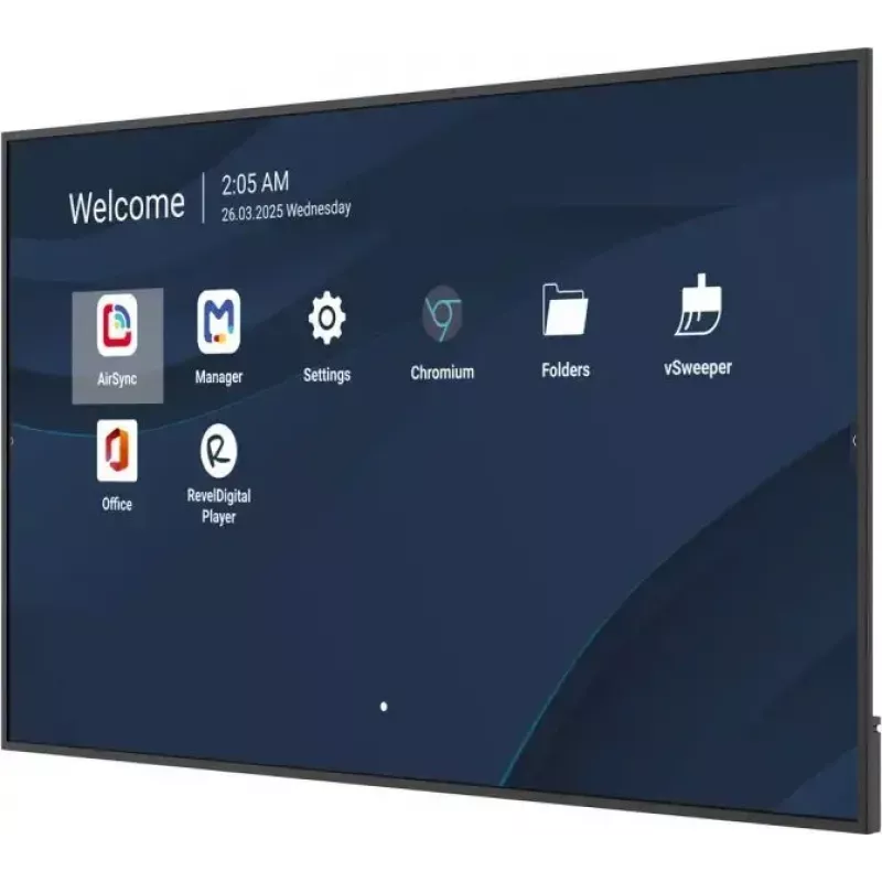 Komercijai skirtas 86 colių 4K LCD ekranas VIEWSONIC CDE8614-2C, 3840x2160, 500 cd/m², Android 14, Wi‑Fi, 24/7