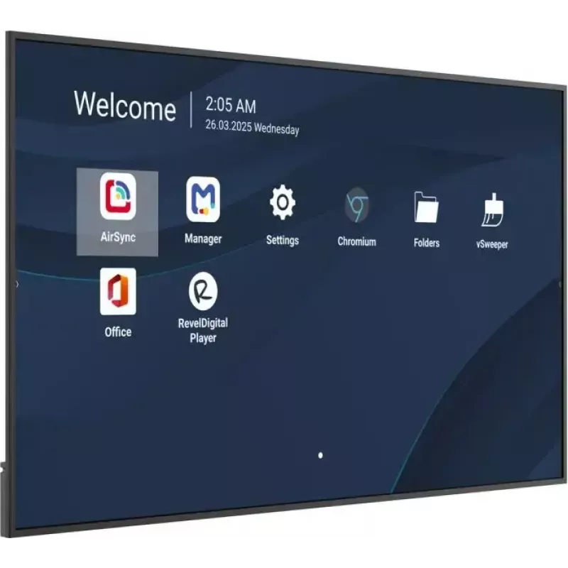 Komercijai skirtas 86 colių 4K LCD ekranas VIEWSONIC CDE8614-2C, 3840x2160, 500 cd/m², Android 14, Wi‑Fi, 24/7