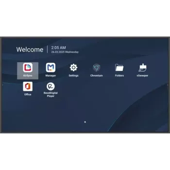 Komercijai skirtas 86 colių 4K LCD ekranas VIEWSONIC CDE8614-2C, 3840x2160, 500 cd/m², Android 14, Wi‑Fi, 24/7