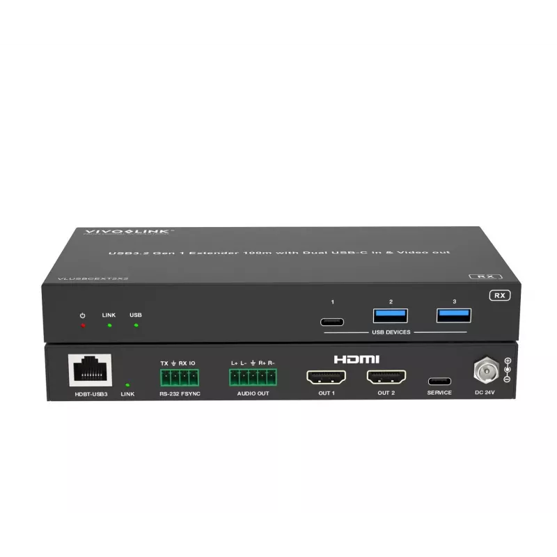 KVM prailgintuvas Vivolink VLUSBCEXT2X2 USB 2.0 1920x1200 150m