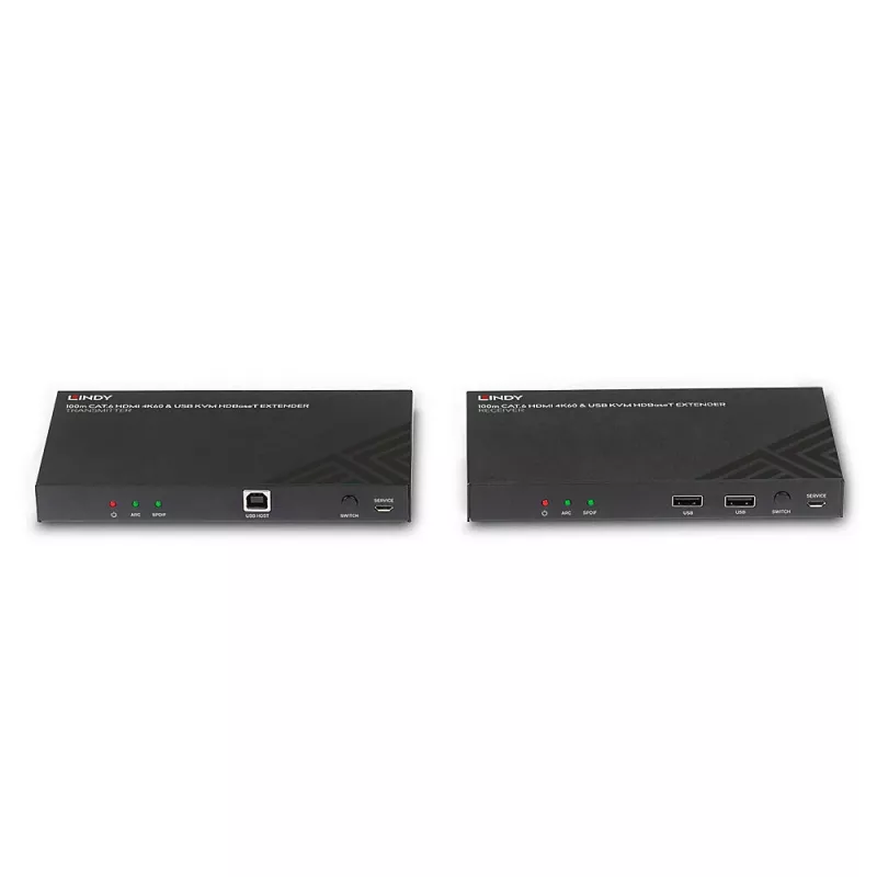 Lindy 100 m Cat.6 HDMI 4K60, garso, IR ir RS-232 HDBaseT KVM prailgintuvas