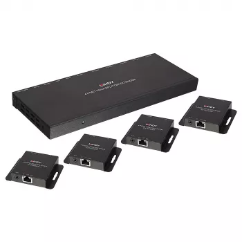 Siųstuvas ir imtuvas Lindy 70m Cat.6 4 prievadų HDMI 4K30 IR skirstytuvas su išplėtimu ir kilpiniu išėjimu