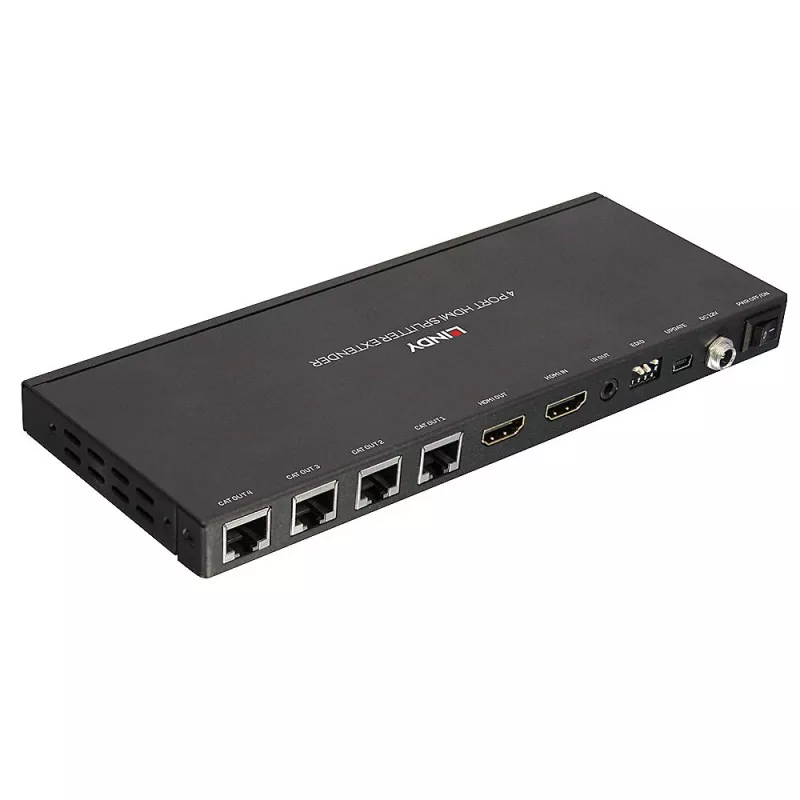 Siųstuvas ir imtuvas Lindy 70m Cat.6 4 prievadų HDMI 4K30 IR skirstytuvas su išplėtimu ir kilpiniu išėjimu