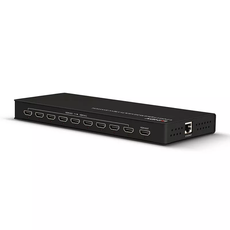 Lindy 9 prievadų HDMI 10.2G kelių vaizdų jungiklis juodas 30Hz