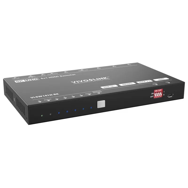 HDMI jungiklis VivoLink VLSW141H-8K 4x1 — 8K@60Hz įvesties perjungiklis keturiems HDMI šaltiniams