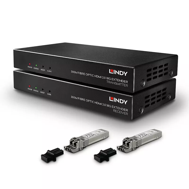 AV siųstuvas ir imtuvas Lindy 300m Šviesolaidinis HDMI 18G ir IR prailgintuvas