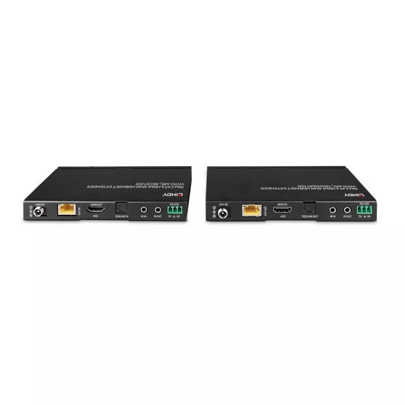 Lindy 70m Cat.6 HDMI 4K60, garso, IR ir RS-232 HDBaseT prailgintuvas su ARC
