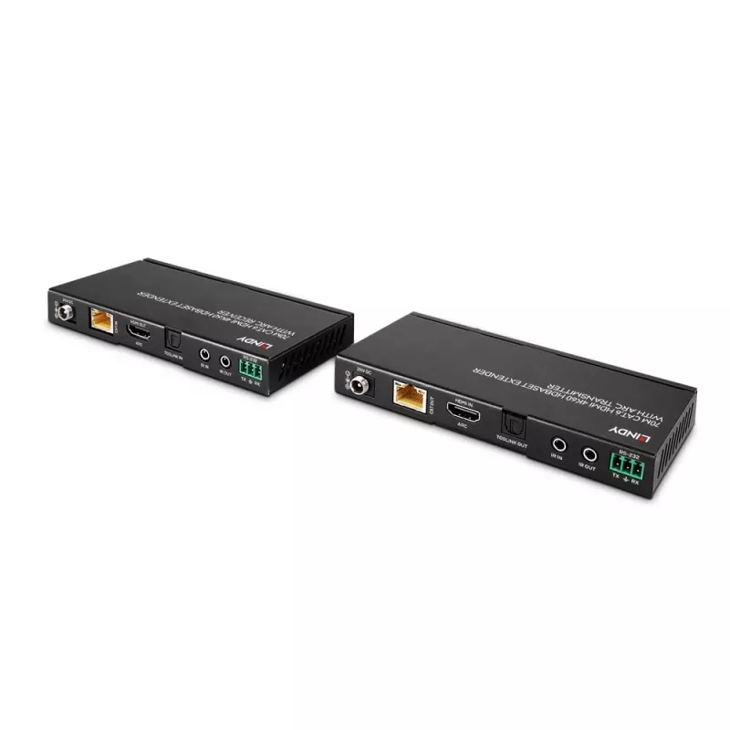 Lindy 70m Cat.6 HDMI 4K60, garso, IR ir RS-232 HDBaseT prailgintuvas su ARC