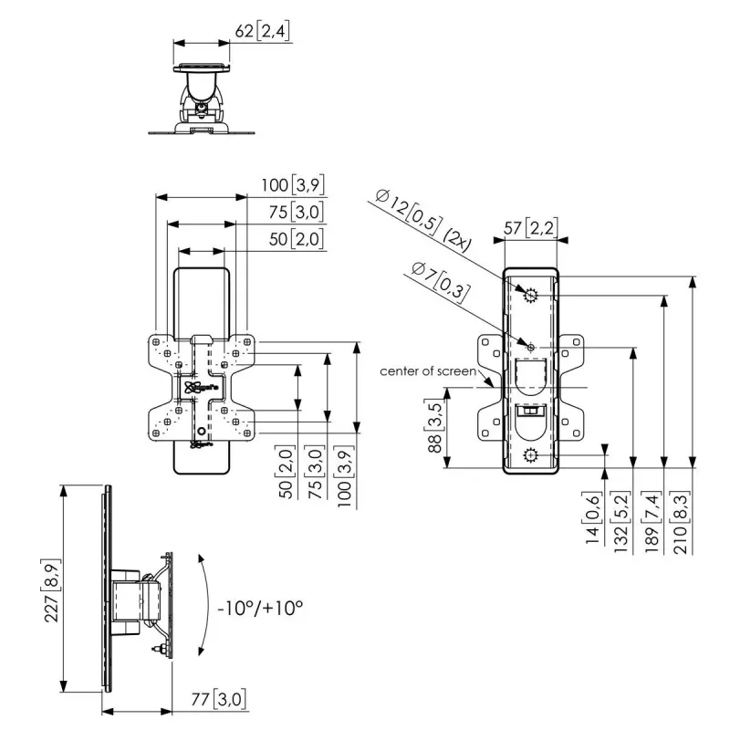 Vogel's PFW 1020 Sieninis TV laikiklis, 16 kg, 25,4 cm (10 col.), 71,1 cm (28 col.), 50 x 50 mm, 100 x 100 mm, juodas