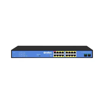 ERNITEC nevaldomas PoE komutatorius ELECTRA-U16-1GB, 16 prievadų, 1 GbE kylantis ryšys, 285W galios biudžetas