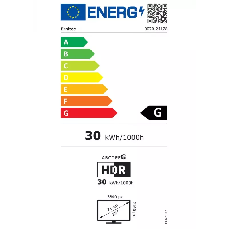 Ernitec 0070-24228-AC monitor kompiuterinis 71,1 cm (28 colių) 3840 x 2160 pikselių 4K Ultra HD LED juodas