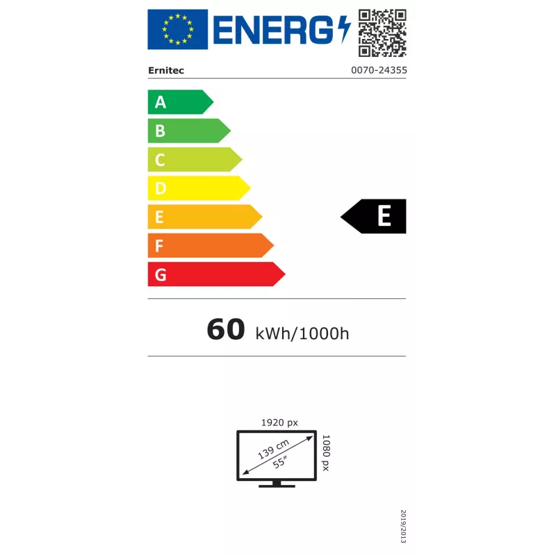 Ernitec 0070-24355 vaizdo sienelės monitorius 55 colių LCD 4K Ultra HD juodas