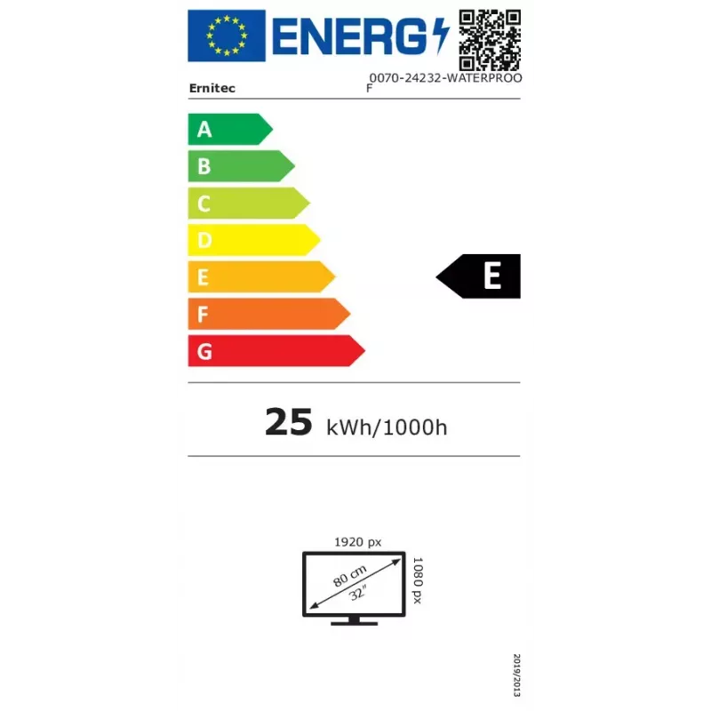 Ernitec 0070-24232-WATERPROOF kompiuterio monitorius 81.3 cm (32 colių) 1920 x 1080 pikselių Full HD LED juodas