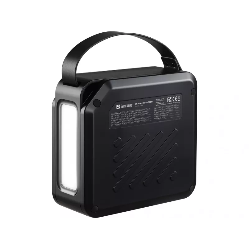 Nešiojama nuolatinės srovės (DC) maitinimo stotelė SANDBERG Sandberg DC Power Station 72000 – LMFP 72 000 mAh, DC ir USB‑C įvestis, juoda
